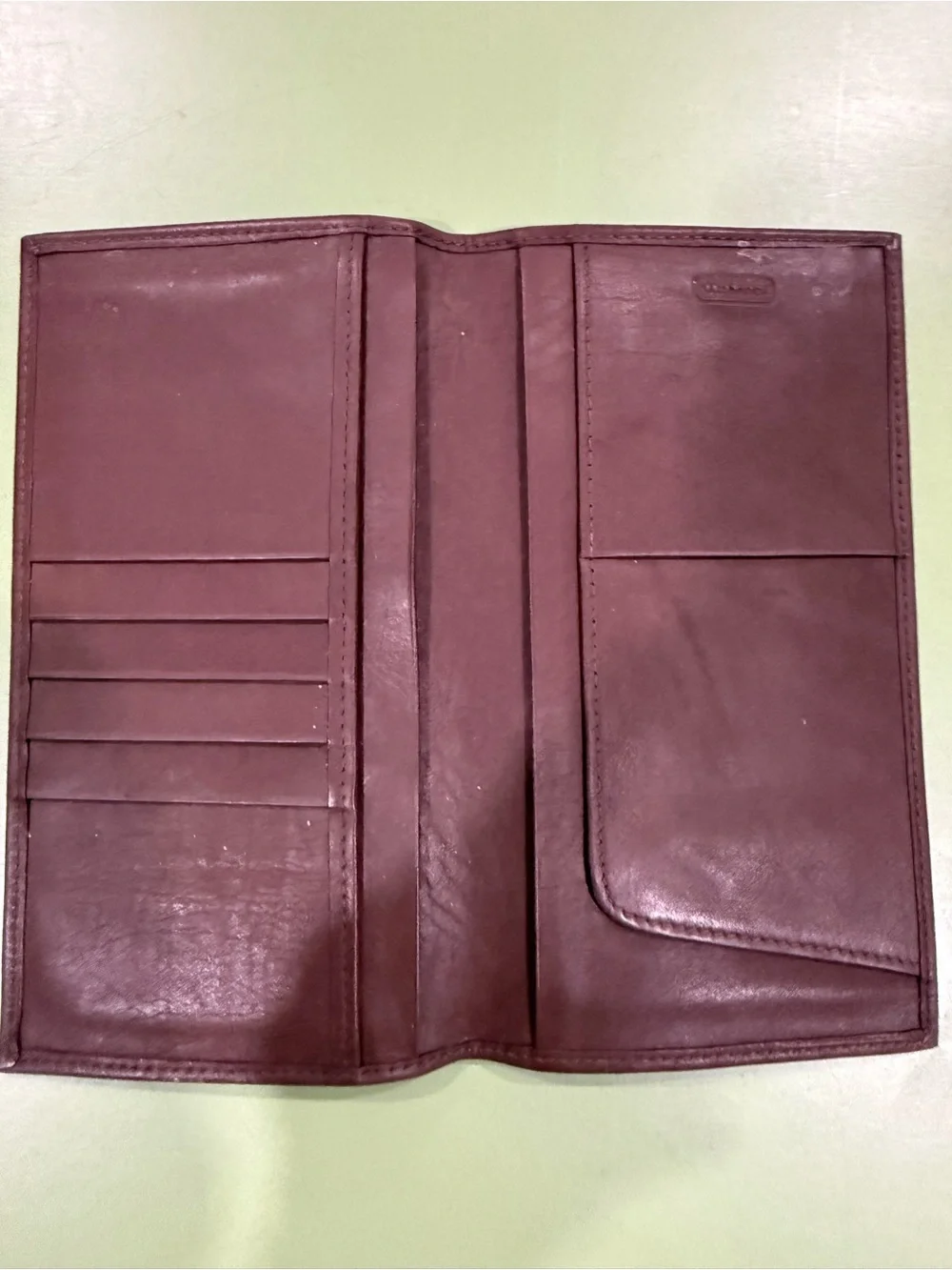 Leather Long Wallet Organizer in Burgundy